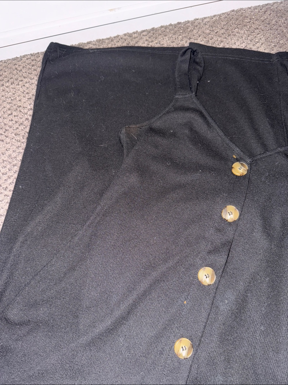 SHEIN Black Midi Button-Front Dress - Picture 2 of 2